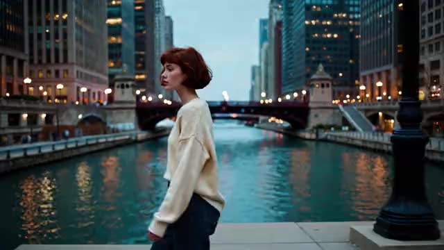 Riverwalk at dusk: A city evening by the water