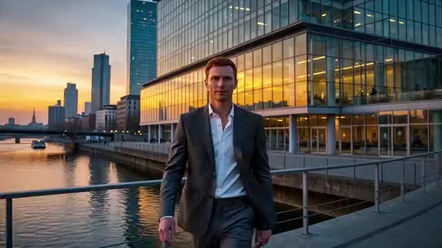 Skyline sunset: Walking home along the river